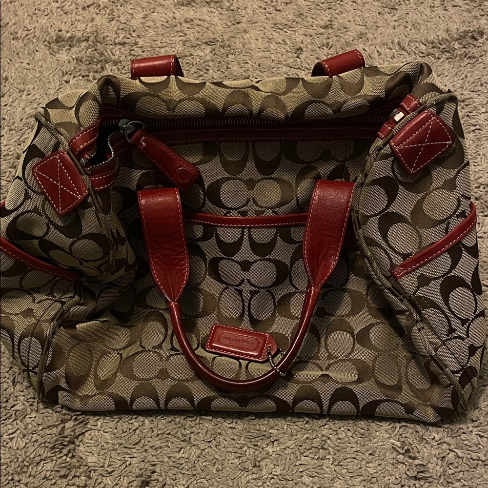 Coach Stylish Brown and Red Designer Women's Bag